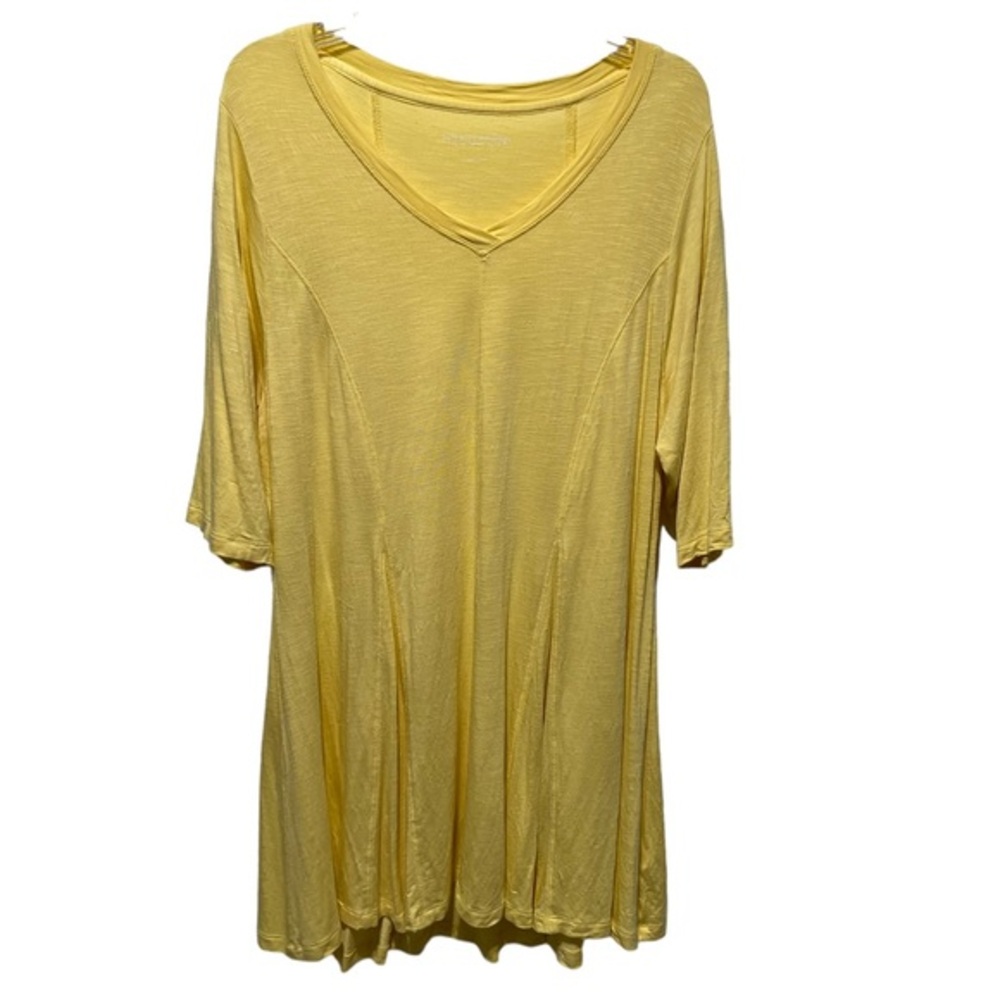 Soft Surroundings Yellow Quarter Sleeve Longline Tunic Top Size 1X